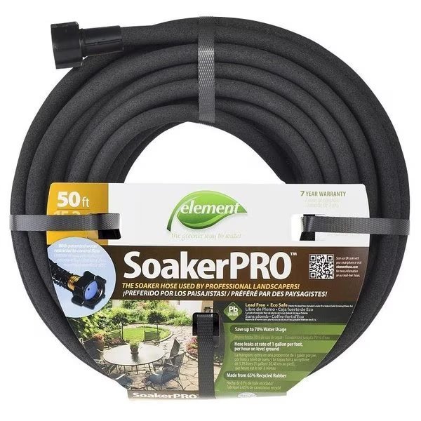 ELSP38050 Soaker Hose, 50 ft L, Rubber, Black, Swan, Mfr#: CELSP38050